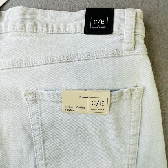 Current/Eliott Relaxed Cuffed Boyfriend Jean Size 31 White Distressed - Picture 10 of 12
